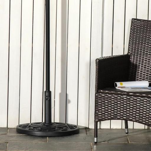 Base para Sombrilla Semicircular Peso 9 kg Soporte Parasol de Jardín Apto para Mástil de 35mm/38mm/48mm Relleno de Cemento para Terraza Patio 50x32x32 cm Negro [6]