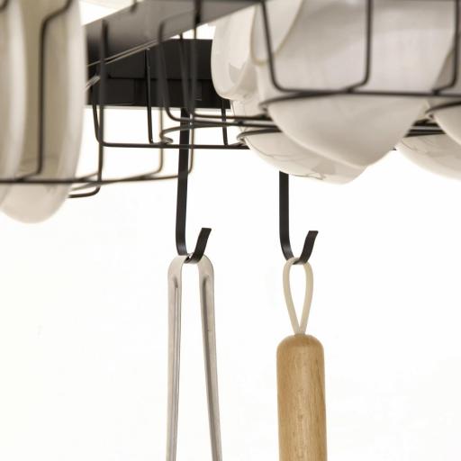 Escurreplatos de Acero de 2 Niveles para Fregadero con Soporte de Tabla de Corte y Cubiertos 100x30x52,5 cm Negro [6]