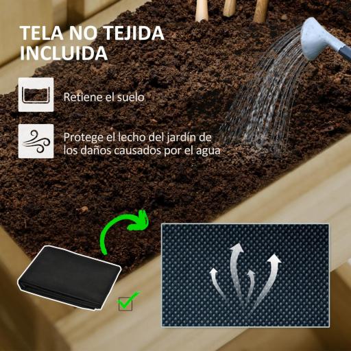 Jardinera de Pared de Madera con Enrejado y 5 Macetas Móviles para Jardín Terraza Patio 60x16x100 cm Natural [5]