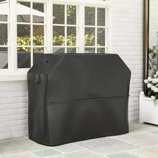 Funda para Barbacoa Exterior Impermeable de Tela Oxford 600D con Ventilación y Cierres de Velcro Negro 147x61x122 cm [4]