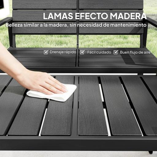 Conjunto de Muebles de Jardín para 4 Personas con Sofá de 2 Plazas 2 Sillones Mesa de Centro Negro [4]
