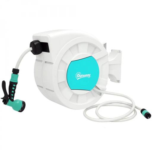 Manguera Retráctil de Pared con Carrete de 25+2 m con Bloqueo Retorno Automático y Boquilla de 7 Funciones y Giro 180° [2]