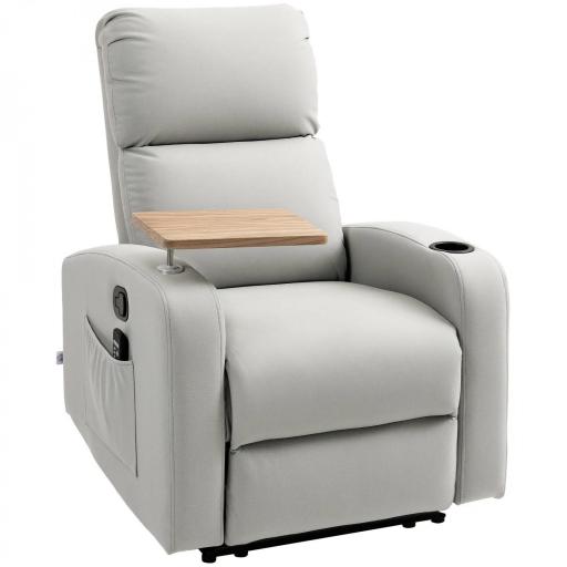 Sillón de Masaje con 4 Modos Vibración Reclinación 145° Mando a Distancia 77x93x105 cm Gris Claro [9]