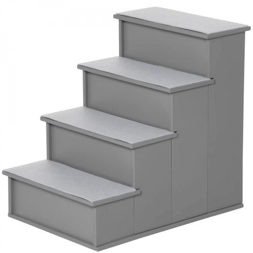 Escalera para Mascotas Escalones para Perros Gatos con Acolchados Desmontables Carga 30 kg 40x59x54,2 cm Gris [8]