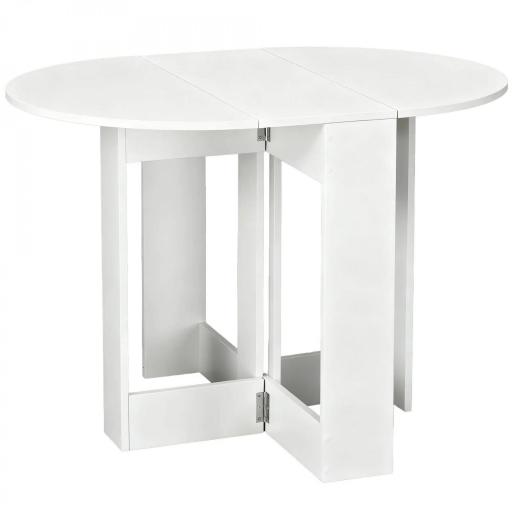Mesa Plegable de Comedor Mesa de Cocina Plegable con 2 Alas Abatibles Mesa Plegable para 2-4 Personas 104x76x73,7 cm Blanco [9]