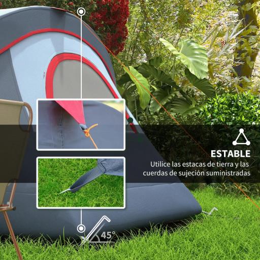Tienda de Acampada para 6 Personas Impermeable 3000mm+ con Bolsa de Transporte y Gancho 455x220x180 cm Gris [7]