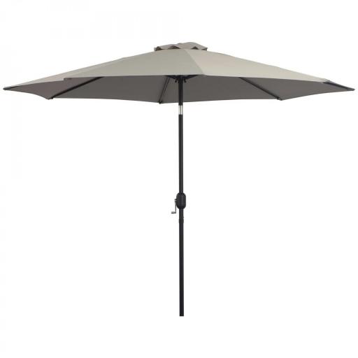 Sombrilla de Jardín Ø295x250 cm con Manivela Parasol Exterior con Mecanismo de Inclinación y Poste Desmontable de Metal para Terraza Piscina Patio Gris Claro [9]