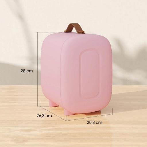 Nevera Pequeña Extrasilenciosa 4L 9V/240V para Enfriar y Calentar Mini Frigorífico 20,3x26,3x28 cm Rosa Palo [1]