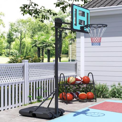 Canasta de Baloncesto Ajustable de 146-236 cm con Ruedas y Base Rellenable con Agua o Arena Tablero Irrompible Negro [2]