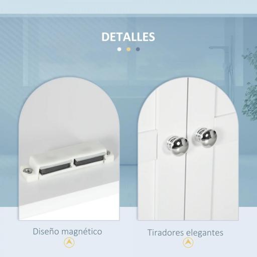 Mueble de Baño Colgar con Estantes Ajustables y Puertas con Cierre Magnético Armario de Pared 58x24x60 cm Blanco [5]