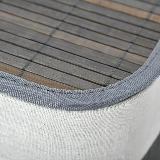 Cesto para Ropa Sucia de Bambú Capacidad de 100L con Tapa Extraíble Bolsa de 2 Compartimentos 52x32x63 cm Gris [7]