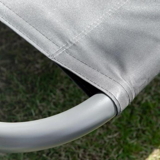 Tumbona Doble con Toldo Ajustable Tumbona de Jardín para 2 Personas con Cojines y 2 Ruedas 200x175x134 cm Gris [7]