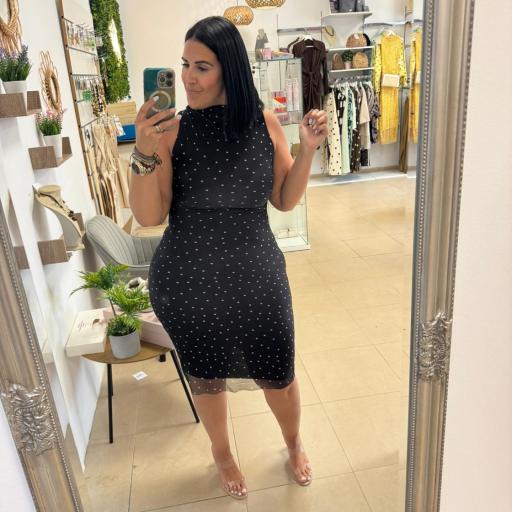 Vestido Gasa Mariela Topos