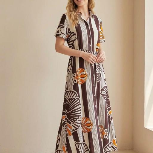 VESTIDO LARGO CAMISERO ALGODON 