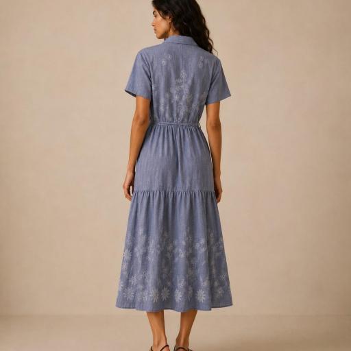 VESTIDO CON CORTE EN LA CINTURA RAYON  [2]