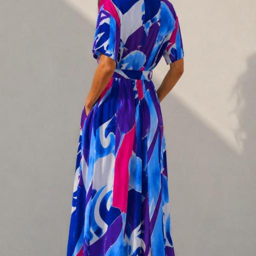 VESTIDO CAMISERO LARGO ESTAMPADO  [1]
