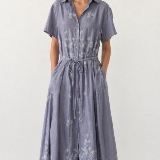VESTIDO BASICO LARGO CON BOLSILLOS  RAYON 