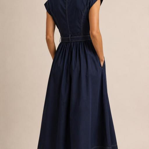 VESTIDO LARGO ESCOTE CAMISERO CON BOLSILLOS  [1]