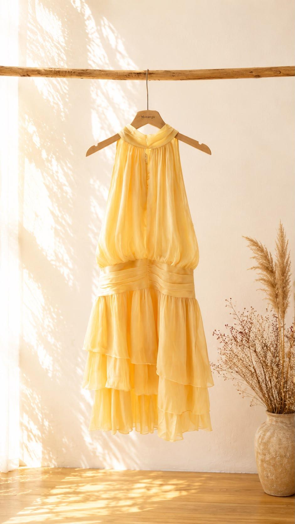 VESTIDO CORTO ESCOTE HALTER DISEÑO DRAPEADO
