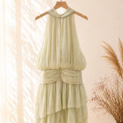 VESTIDO CORTO ESCOTE HALTER DISEÑO DRAPEADO  [3]