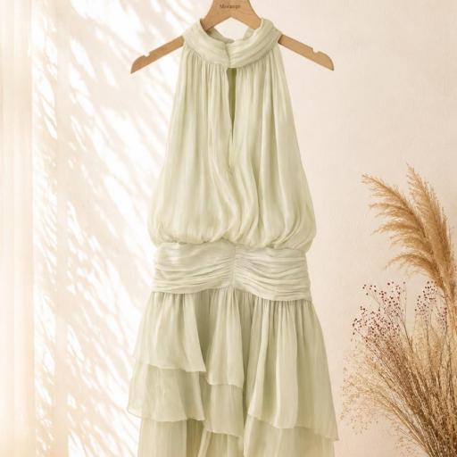 VESTIDO CORTO ESCOTE HALTER DISEÑO DRAPEADO  [2]