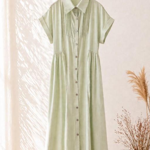 VESTIDO LARGO ESCOTE CAMISERO CON DETALLES  [1]