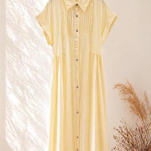 VESTIDO LARGO ESCOTE CAMISERO CON DETALLES  [2]