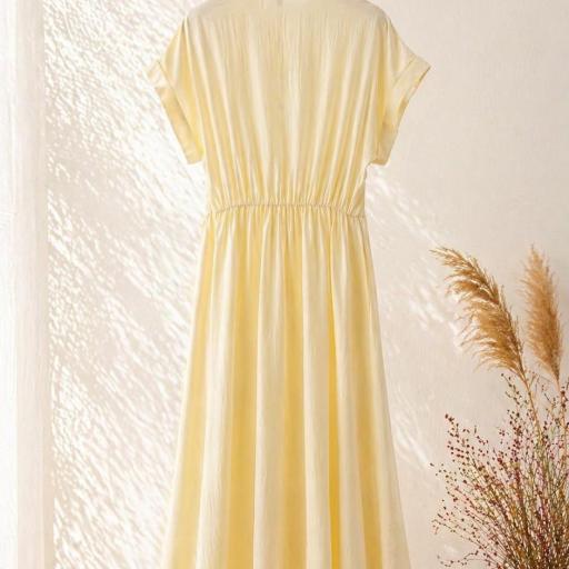 VESTIDO LARGO ESCOTE CAMISERO CON DETALLES  [3]
