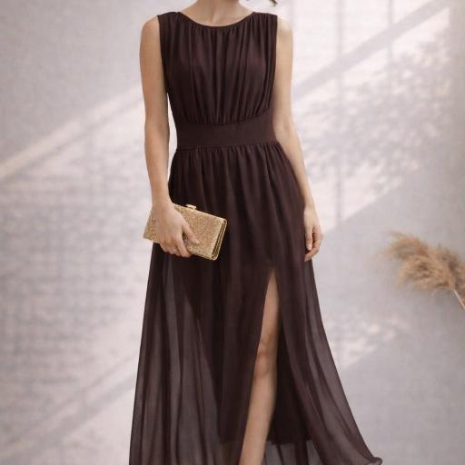 VESTIDO LARGO SIN MANGAS CON AVERTURA LATERAL 