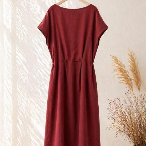 VESTIDO LARGO MANGA CORTA ESCOTE REDONDO  [2]