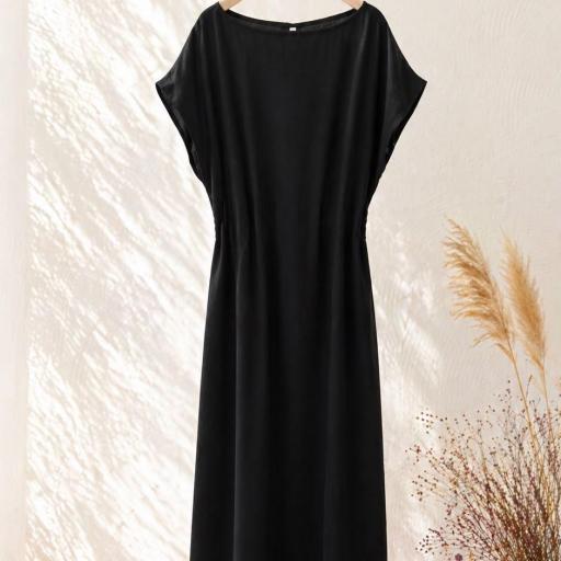 VESTIDO LARGO MANGA CORTA ESCOTE REDONDO  [1]