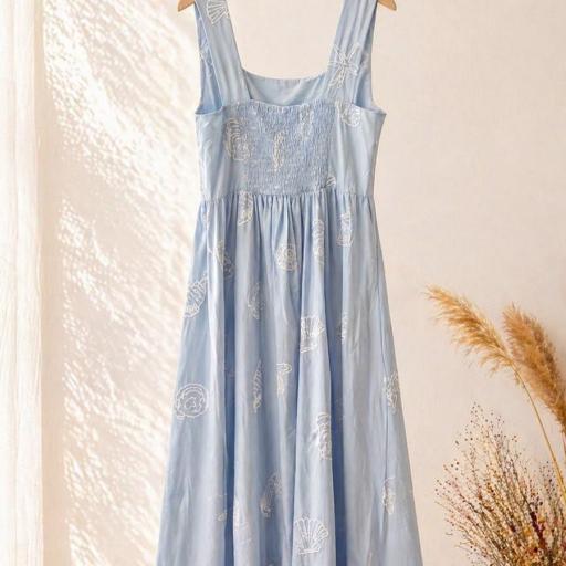 VESTIDO LARGO ESCOTE Y DETALLE EN CINTURA  [1]
