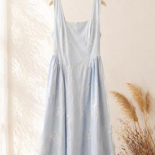 VESTIDO LARGO ESCOTE Y DETALLE EN CINTURA 