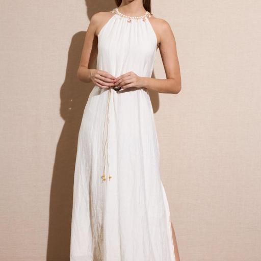 VESTIDO LARGO SIN MANGAS CON DETALLES 