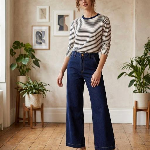 PANTALON VAQUERO CAMPANA TIRO ALTO 