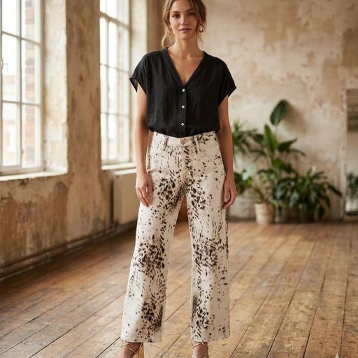 PANTALON CORTE RECTO ANIMAL PRINT 