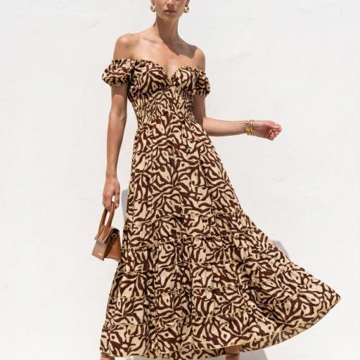 VESTIDO LARGO NIDO DE ABEJA SEDA 
