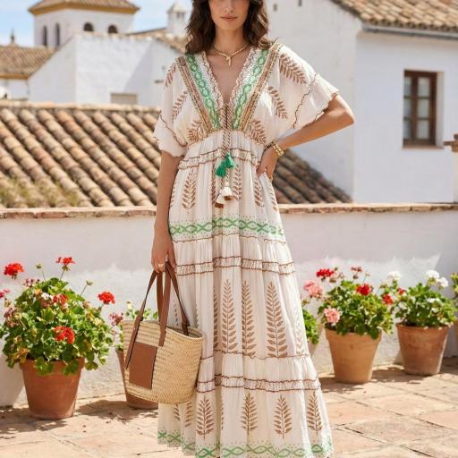 VESTIDO LARGO ESTAMPADO BOHO CHIC  [3]