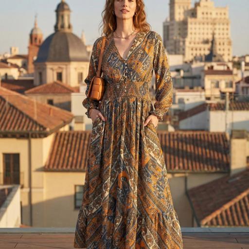 VESTIDO ESTAMPADO SEDA 