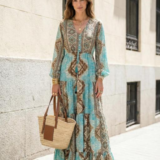 VESTIDO ESTAMPADO SEDA 