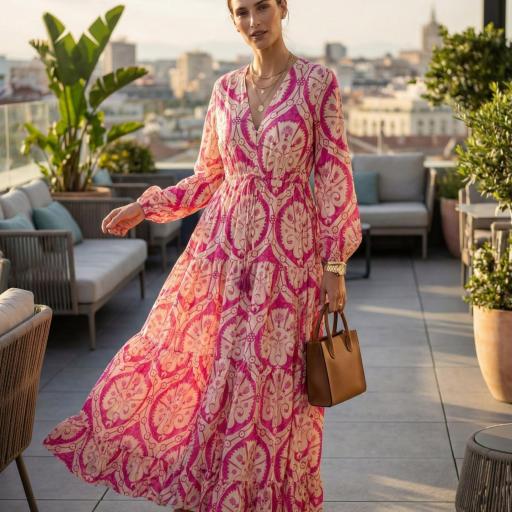 VESTIDO LARGO ESTAMAPADO SEDA