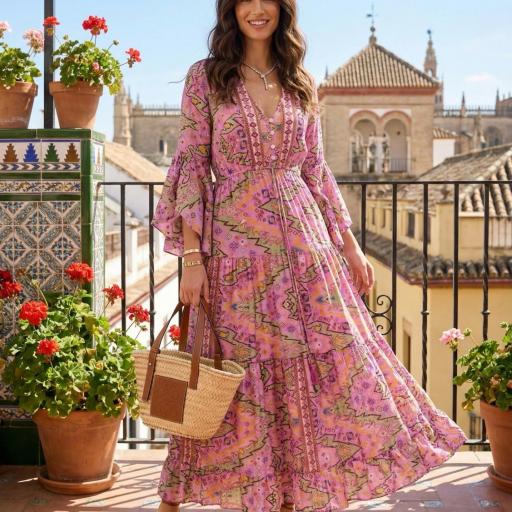 VESTIDO LARGO ESTAMPADO SEDA  [2]