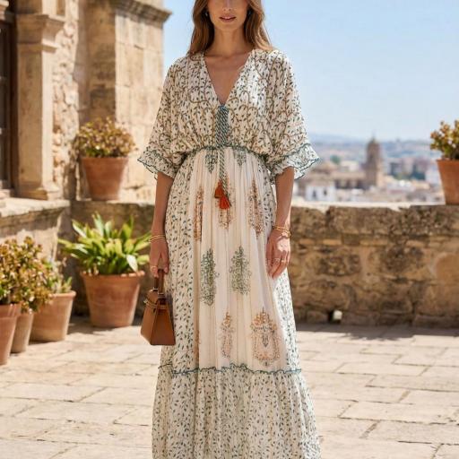 VESTIDO BLOCKPRINT LUREX BORDADO  [1]