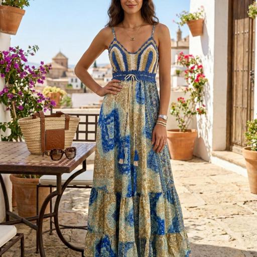 VESTIDO CROCHETLARGO ESTAMPADO SEDA  [3]