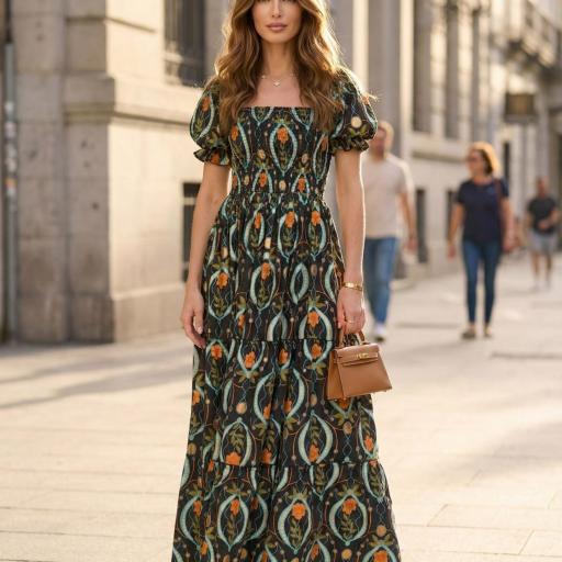 VESTIDO ESTAMPADO PECHO ENGOMADO  [1]