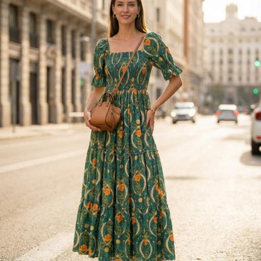 VESTIDO ESTAMPADO PECHO ENGOMADO 