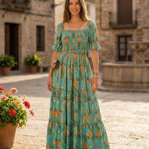 VESTIDO ESTAMPADO PECHO ENGOMADO  [3]