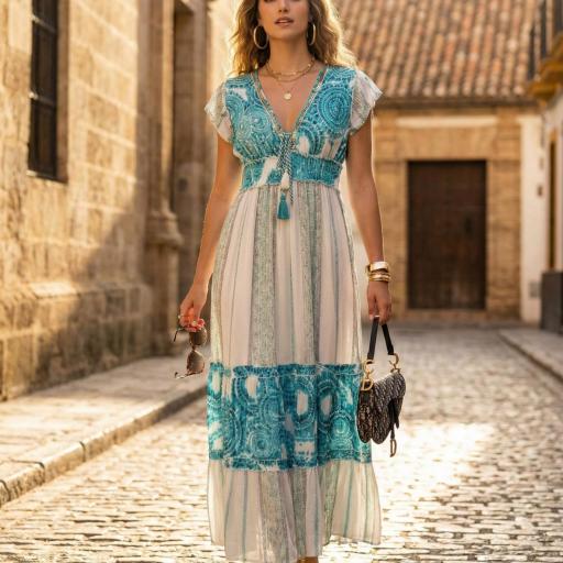 VESTIDO HANDLOOM BORDADO VISCOSA  [2]