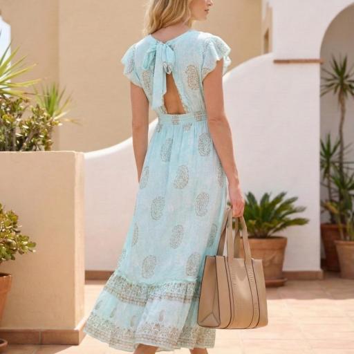 VESTIDO LARGO BLOCK PRINT BORDADO  [3]