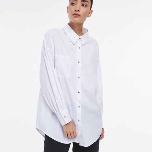 CAMISA BALNCA MANGA LARGA CON DETALLE ALGODON [1]